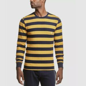Polo Ralph Lauren Mens Stripe Waffle Knit Gold Shirt Thermal Long Sleeve 2XL XXL